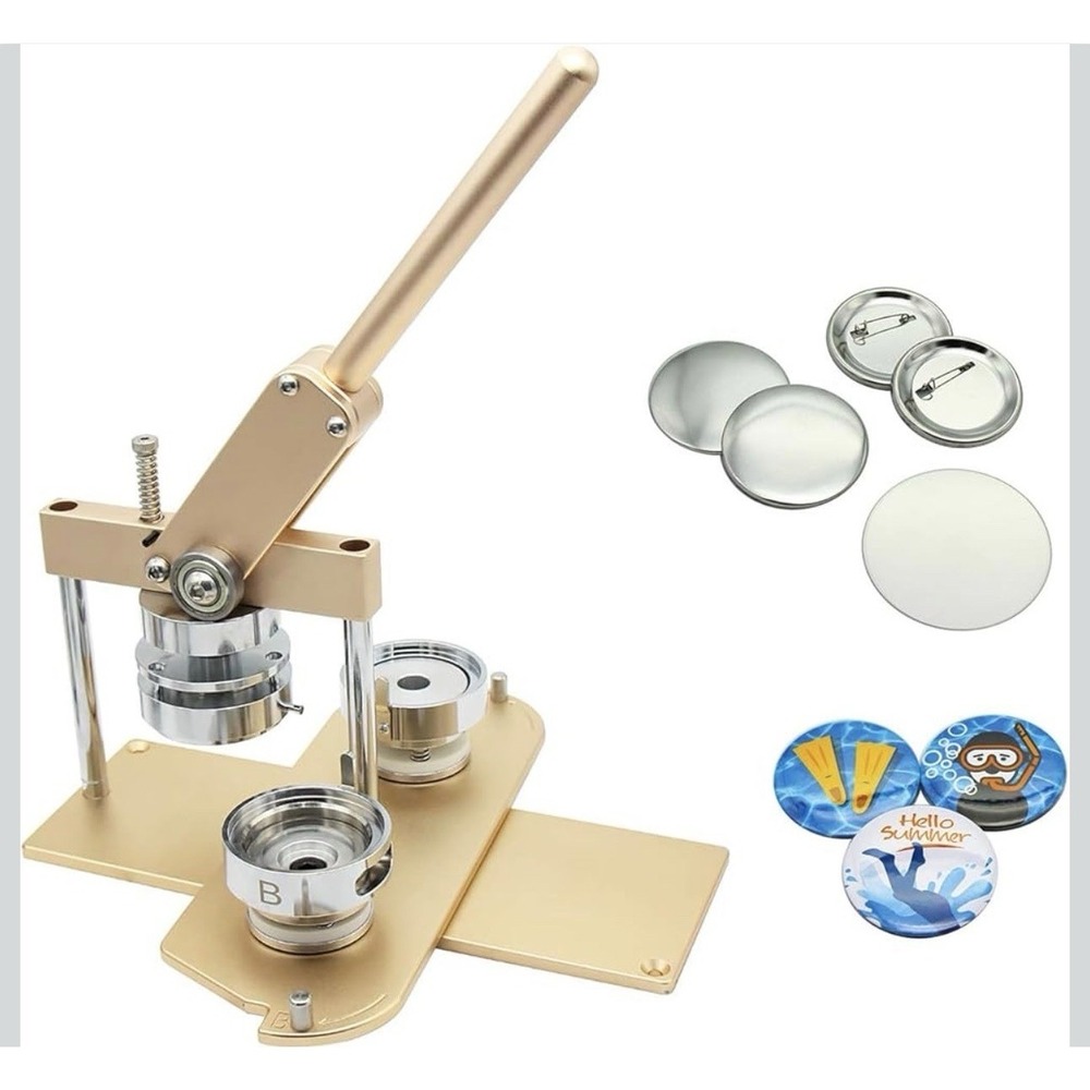 Premium 58mm Button‎ Maker Kit - All-Metal Press with 100 Parts & Cutter